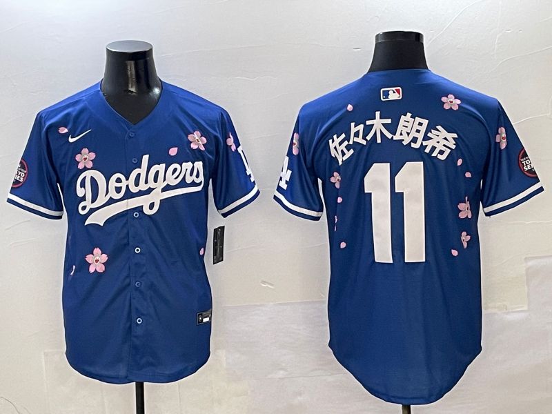 Men Los Angeles Dodgers 11 R.Sasaki Blue Sakura Edition 2025 Nike MLB Jersey style 1